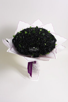 Yapay 101li Noir Amour Gül Sevgili Özel Gün İsteme Siyah Gül Buketi - Yapay Çiçek Deposu