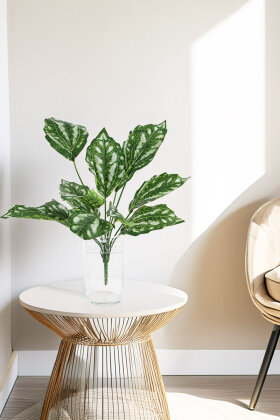 Yapay Bitki 12 Yapraklı Damalı Model Bitki 45 cm Yeşil - Yapay Çiçek Deposu