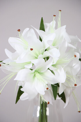 12li Cipsolu Lüx Yapay Lilyum Buketi 35 cm Beyaz - 2