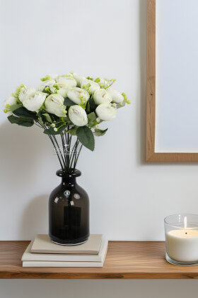 Yapay Çiçek 18li Garnitürlü Şakayık Gül Demeti 40 cm Beyaz - Yapay Çiçek Deposu