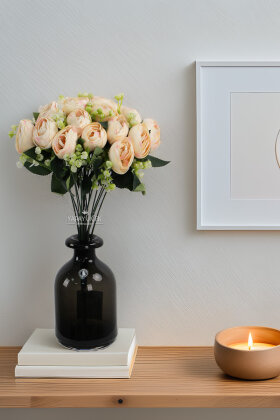 Yapay Çiçek 18li Garnitürlü Şakayık Gül Demeti 40 cm Somon - Pembe - Yapay Çiçek Deposu