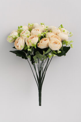 Yapay Çiçek 18li Garnitürlü Şakayık Gül Demeti 40 cm Somon - 2