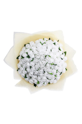 Yapay 101li Pure Éclat Gül Sevgili Özel Gün İsteme Beyaz Gül Buketi - 2