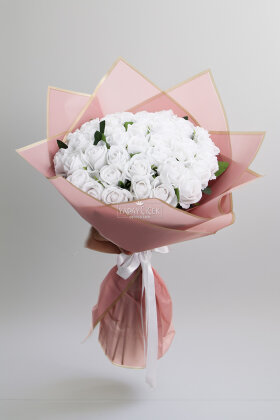 Yapay 41li Blanc Amour Gül Sevgili Özel Gün İsteme Beyaz Gül Buketi - Yapay Çiçek Deposu