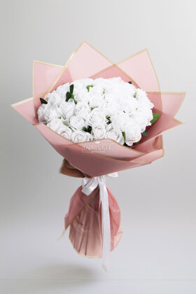 Yapay 41li Blanc Amour Gül Sevgili Özel Gün İsteme Beyaz Gül Buketi - Yapay Çiçek Deposu