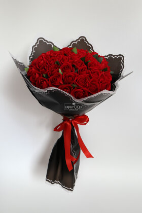 Yapay 41li Amorvie Gül Sevgili Özel Gün İsteme Kırmızı Gül Buketi - Yapay Çiçek Deposu