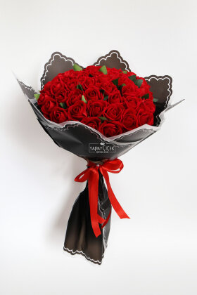 Yapay 41li Amorvie Gül Sevgili Özel Gün İsteme Kırmızı Gül Buketi - Yapay Çiçek Deposu
