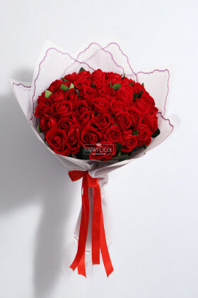 Yapay 41li Rubira Gül Sevgili Özel Gün İsteme Kırmızı Gül Buketi - Yapay Çiçek Deposu