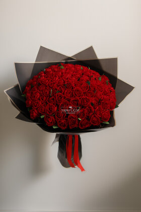 Yapay 101li L’Amour Infini Gül Sevgili Özel Gün İsteme Kırmızı Gül Buketi - Yapay Çiçek Deposu