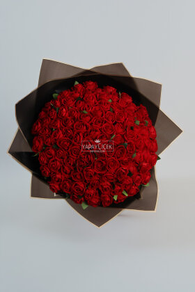 Yapay 101li L’Amour Infini Gül Sevgili Özel Gün İsteme Kırmızı Gül Buketi - 2