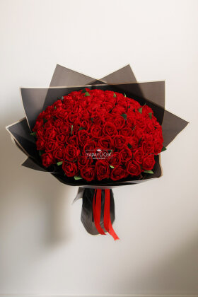 Yapay 101li L’Amour Infini Gül Sevgili Özel Gün İsteme Kırmızı Gül Buketi - Yapay Çiçek Deposu