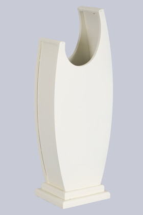 50 cm Hilal Model Ahşap Vazo Açık Krem - 1