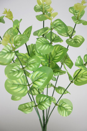 7 Dal Plastik Okaliptus Demeti 33 cm Desenli Açık Yeşil - 2