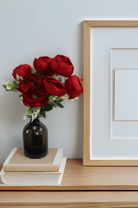 Yapay çiçek 7li Salaş Şakayık Gül Demeti Kırmızı 45 cm - Yapay Çiçek Deposu