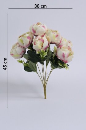 Yapay çiçek 7li Salaş Şakayık Gül Demeti Krem - Lila 45 cm - 3