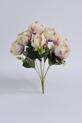 Yapay çiçek 7li Salaş Şakayık Gül Demeti Krem - Lila 45 cm - 2