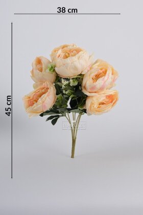 Yapay çiçek 7li Salaş Şakayık Gül Demeti Somon - Pembe 45 cm - 3