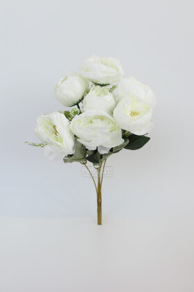 Yapay çiçek 7li Salaş Şakayık Gül Demeti Beyaz 45 cm - 3