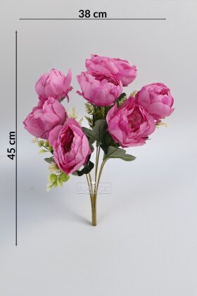 Yapay çiçek 7li Salaş Şakayık Gül Demeti Fuşya 45 cm - 3