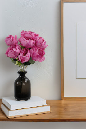 Yapay çiçek 7li Salaş Şakayık Gül Demeti Fuşya 45 cm - Yapay Çiçek Deposu