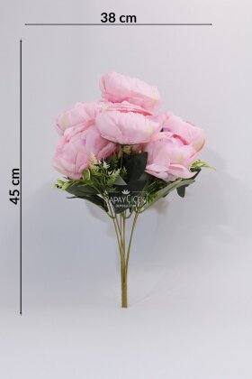 Yapay çiçek 7li Salaş Şakayık Gül Demeti Pembe 45 cm - 3