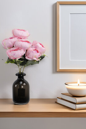 Yapay çiçek 7li Salaş Şakayık Gül Demeti Pembe 45 cm - Yapay Çiçek Deposu