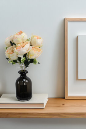 Yapay çiçek 7li Salaş Şakayık Gül Demeti Somon 45 cm - Yapay Çiçek Deposu