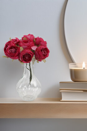 Yapay çiçek 7li Tohumlu Tül ipek şakayık Gül Demeti Fuşya 18 cm - Yapay Çiçek Deposu