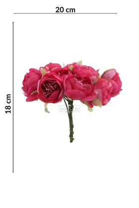 Yapay çiçek 7li Tohumlu Tül ipek şakayık Gül Demeti Fuşya 18 cm - 3