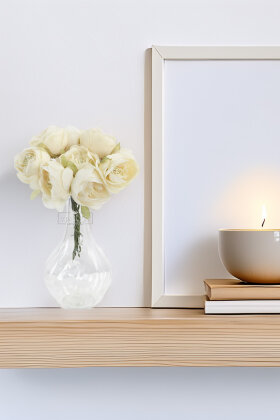 Yapay çiçek 7li Tohumlu Tül ipek şakayık Gül Demeti Krem 18 cm - Yapay Çiçek Deposu