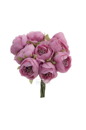 Yapay çiçek 7li Tohumlu Tül ipek şakayık Gül Demeti Lila 18 cm - 2