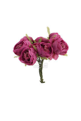 Yapay çiçek 7li Tohumlu Tül ipek şakayık Gül Demeti Mürdüm 18 cm - 2