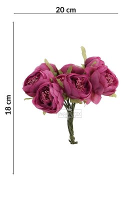 Yapay çiçek 7li Tohumlu Tül ipek şakayık Gül Demeti Mürdüm 18 cm - 3