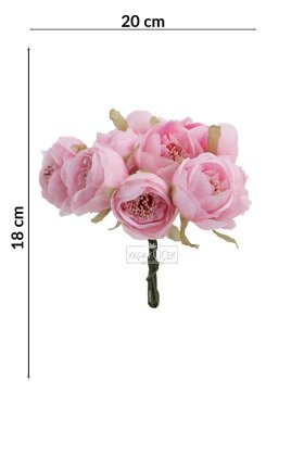 Yapay çiçek 7li Tohumlu Tül ipek şakayık Gül Demeti Pembe 18 cm - 3