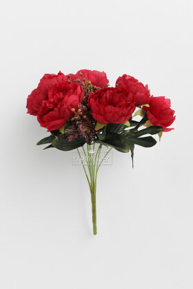 Yapay Çiçek 9lu Garnitürlü Şakayık Gül Demeti 40 cm - 2