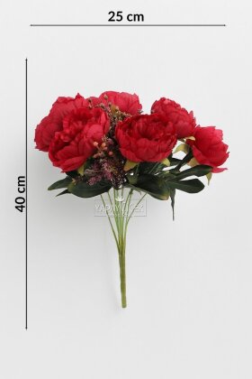 Yapay Çiçek 9lu Garnitürlü Şakayık Gül Demeti 40 cm - 3