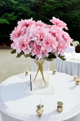 Yapay Çiçek 7li Dahlia Demeti 33 cm Açık Pembe - Yapay Çiçek Deposu