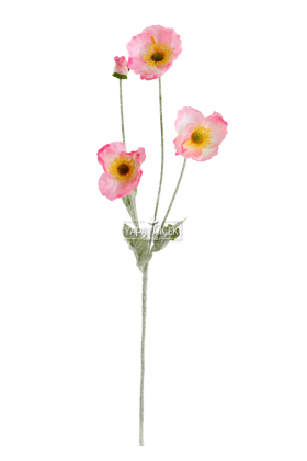 Yapay Çiçek 4lü Gelincik Dalı 60 cm Açık Pembe - 2