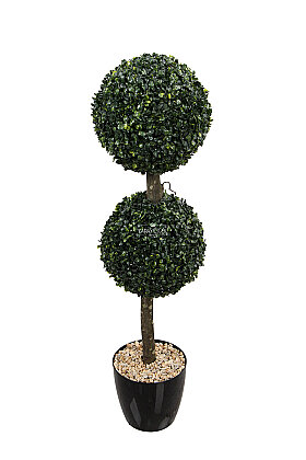 Siyah Saksıda 2 Katlı Mini Top Şimşir 100 cm - 2