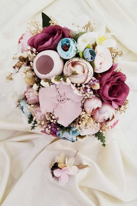 Alba Pastel Pembe Mor Beyaz Tonlar Gelin Çiçeği 2li Set - 2