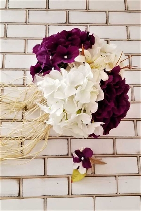 Armonia Lilyum Ortanca Gelin Buketi Mor - Beyaz 2li Set - 2