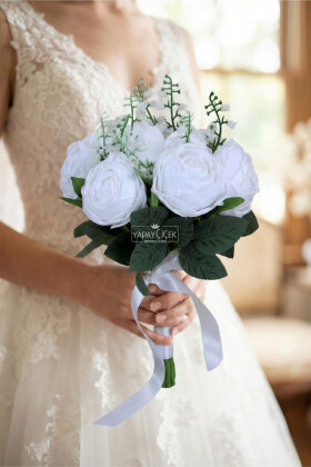 Aşk-ı Daim Şakayık Gelin Buketi 2li Set - Yapay Çiçek Deposu