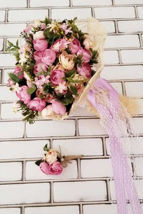 Gelin Çiçeği Ayperi Somon Mor 2li Set - 1