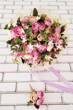 Gelin Çiçeği Ayperi Somon Mor 2li Set - 2