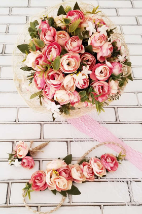 Gelin Çiçeği Ayperi Somon Pembe 3lü Set - 1