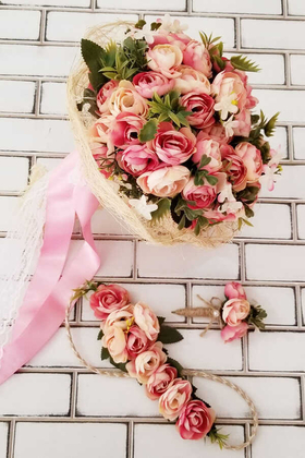 Gelin Çiçeği Ayperi Somon Pembe 3lü Set - 2