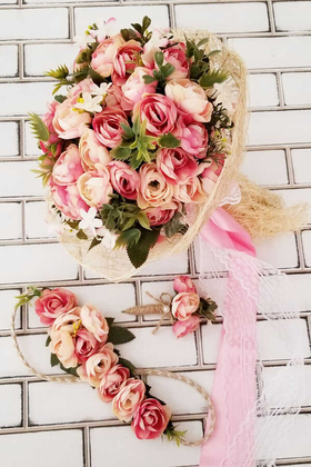 Gelin Çiçeği Ayperi Somon Pembe 3lü Set - 3