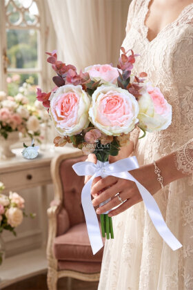 Bahar Romansı Gelin Buketi 2li Set - Yapay Çiçek Deposu