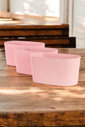 Bahçe Balkon Saksısı 3lü Set Sümela Model Pembe 15 Cm 4.7 Litre - Yapay Çiçek Deposu