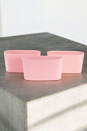 Bahçe Balkon Saksısı 3lü Set Sümela Model Pembe 15 Cm 4.7 Litre - 3